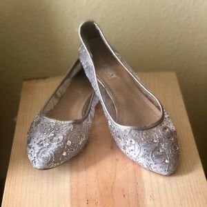 Silver Sparkle Flats 7.5